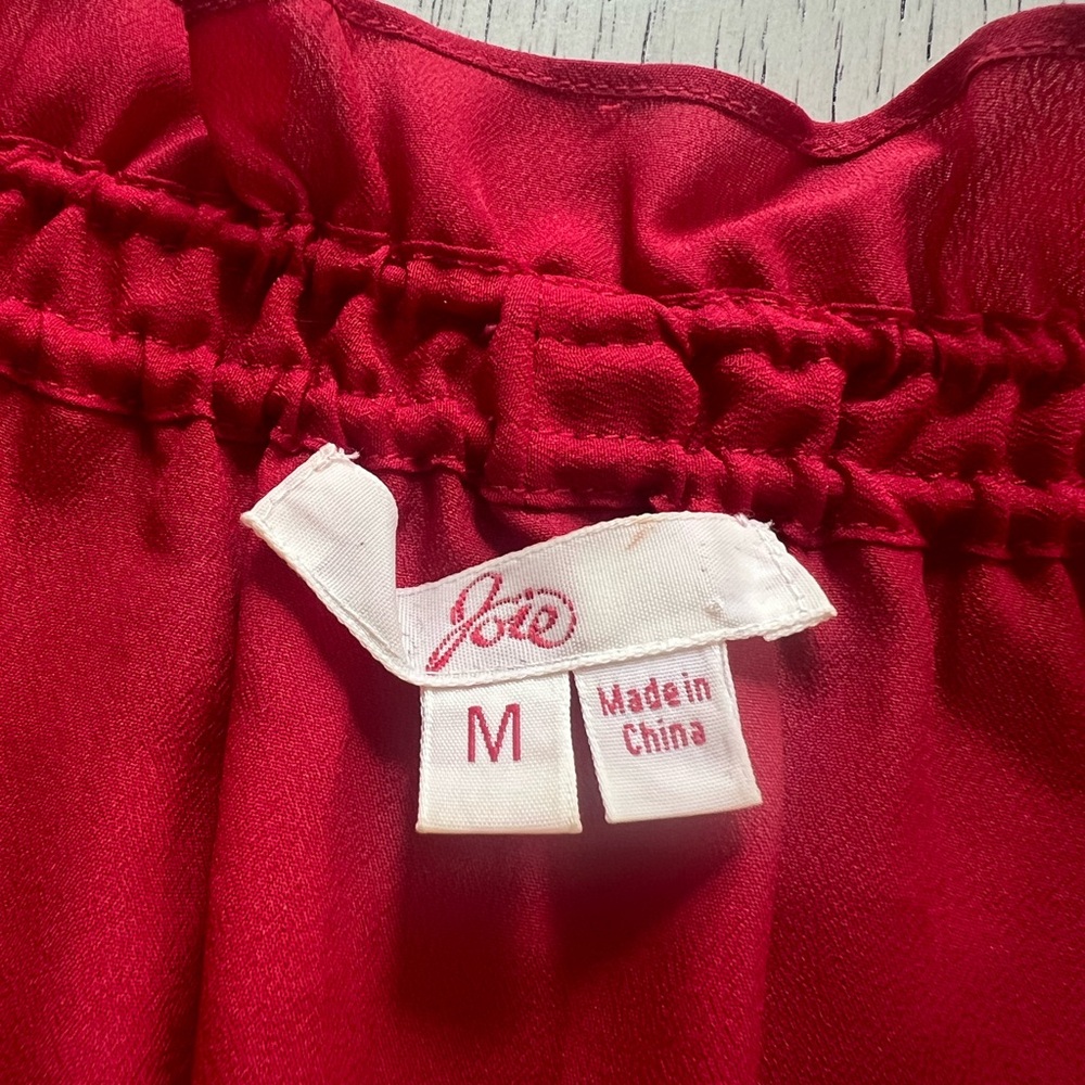 Joie Red Ruffled Puff Sleeve Blouse - Picture 3 of 5